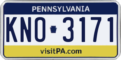 PA license plate KNO3171