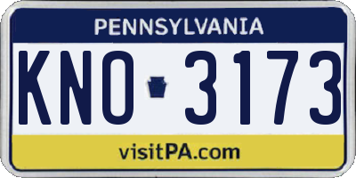 PA license plate KNO3173