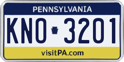 PA license plate KNO3201