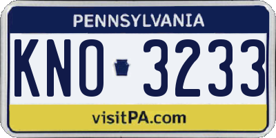 PA license plate KNO3233