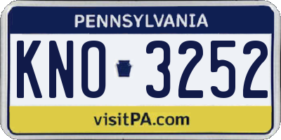 PA license plate KNO3252