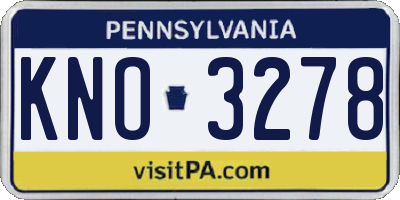 PA license plate KNO3278