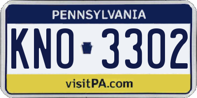 PA license plate KNO3302