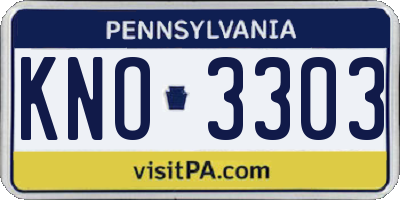 PA license plate KNO3303