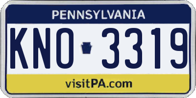 PA license plate KNO3319