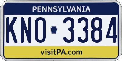 PA license plate KNO3384