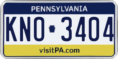 PA license plate KNO3404