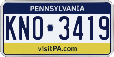 PA license plate KNO3419