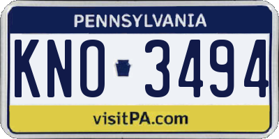 PA license plate KNO3494