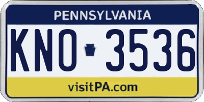 PA license plate KNO3536