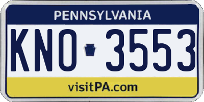 PA license plate KNO3553