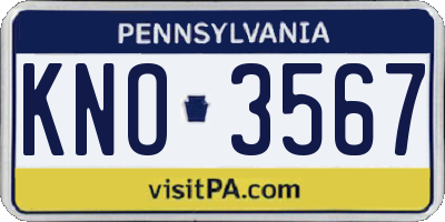 PA license plate KNO3567