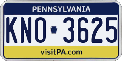 PA license plate KNO3625