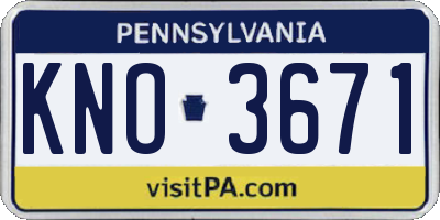 PA license plate KNO3671