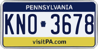 PA license plate KNO3678