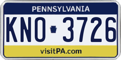 PA license plate KNO3726