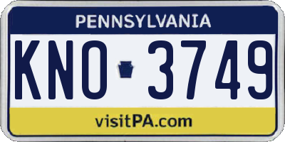 PA license plate KNO3749