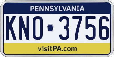 PA license plate KNO3756