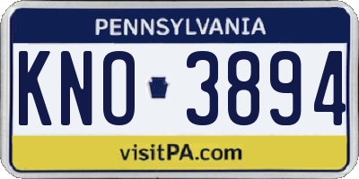 PA license plate KNO3894