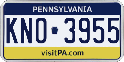PA license plate KNO3955