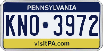 PA license plate KNO3972