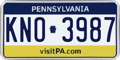 PA license plate KNO3987