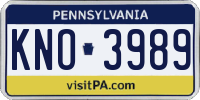 PA license plate KNO3989