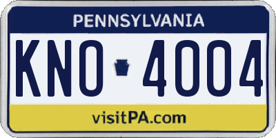 PA license plate KNO4004
