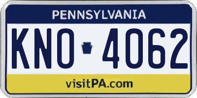 PA license plate KNO4062