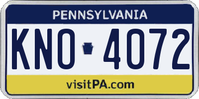 PA license plate KNO4072