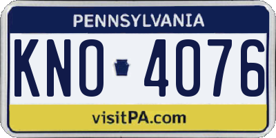 PA license plate KNO4076