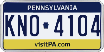 PA license plate KNO4104