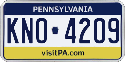 PA license plate KNO4209