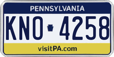 PA license plate KNO4258