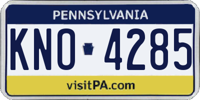 PA license plate KNO4285