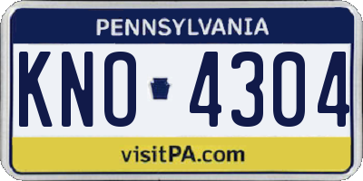 PA license plate KNO4304