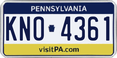 PA license plate KNO4361