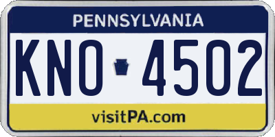 PA license plate KNO4502