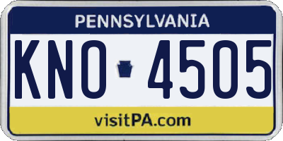 PA license plate KNO4505