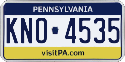 PA license plate KNO4535