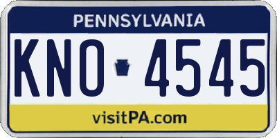 PA license plate KNO4545