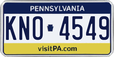 PA license plate KNO4549