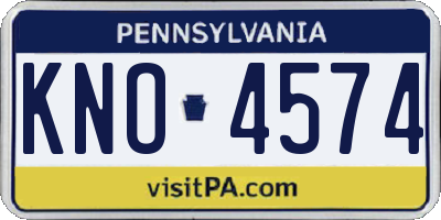 PA license plate KNO4574