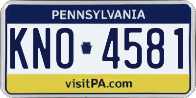 PA license plate KNO4581