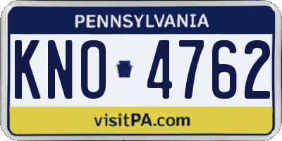 PA license plate KNO4762