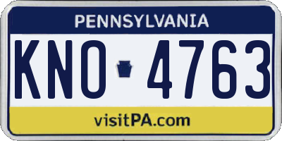 PA license plate KNO4763