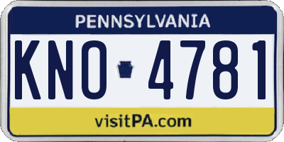 PA license plate KNO4781