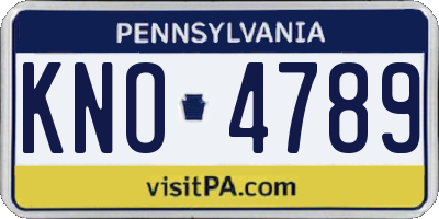 PA license plate KNO4789