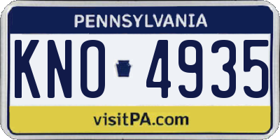 PA license plate KNO4935