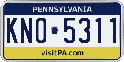 PA license plate KNO5311